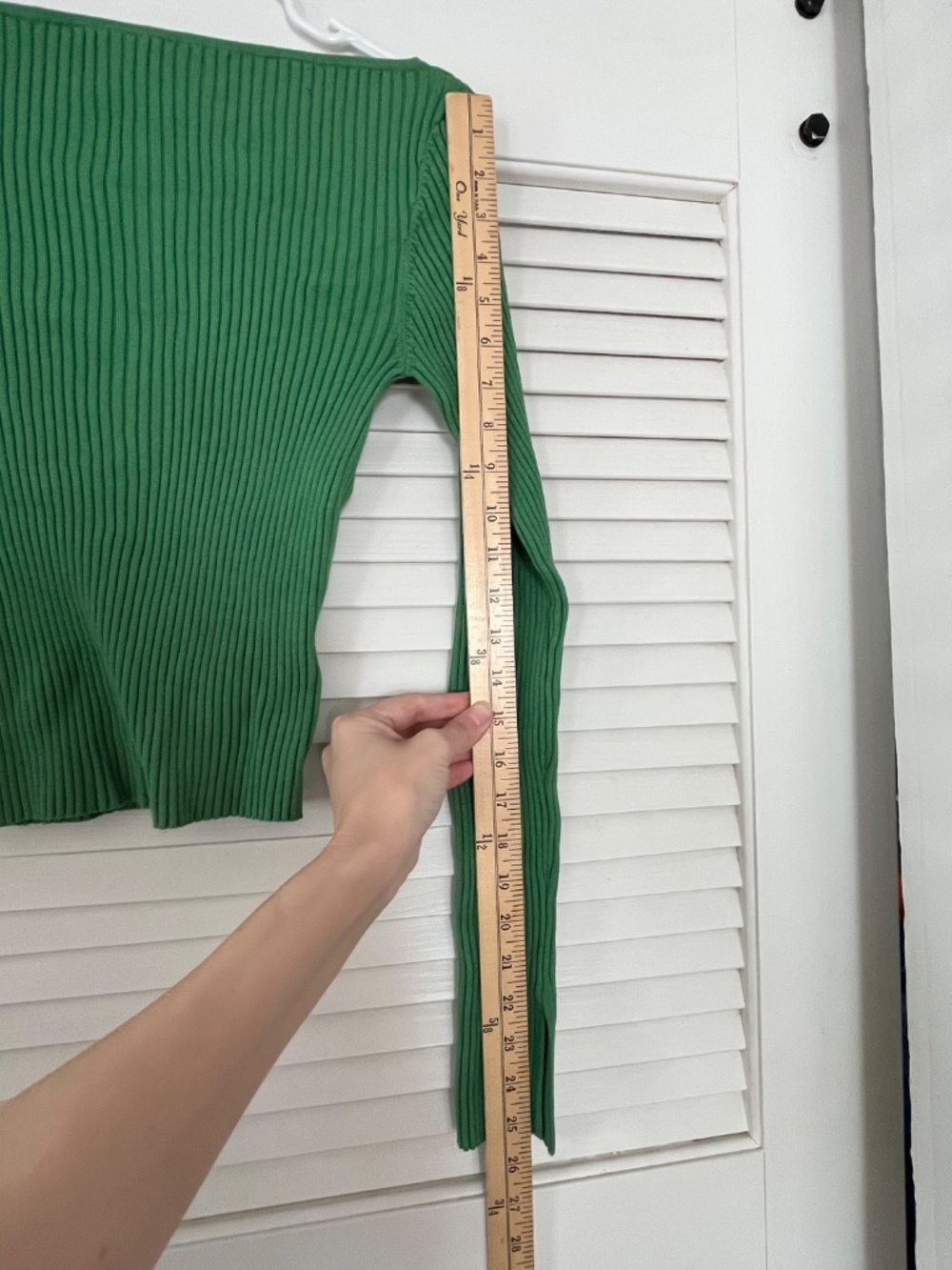 H&M Cropped Green Boatneck Ribbed Sweater - Small - Picture 5 of 5